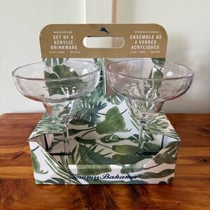 NIB Tommy Bahama Set of 4 Clear Acrylic Margarita Glasses